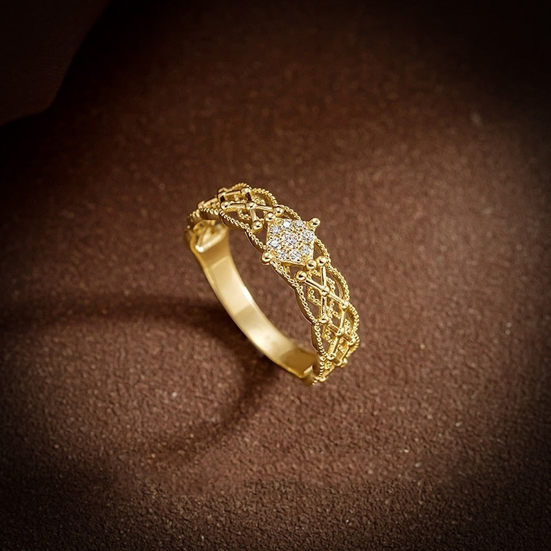 Pure 18K Jinrege Light Luxury Wide Version Fashion Ring – Timeless