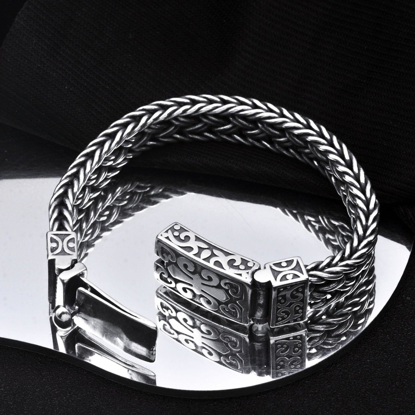 Antique Wide Braided Bracelet Men's Thick Tide Brand Generous Ring