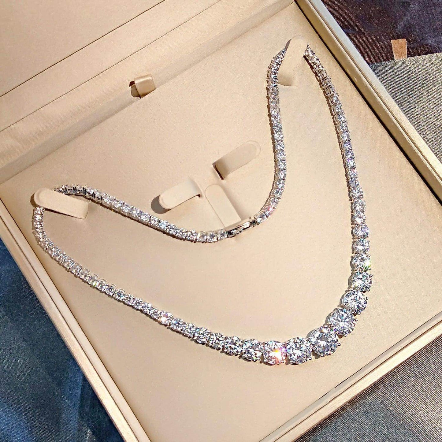 Moissanite 925 Sterling Silver Single Row Full Diamond Necklace