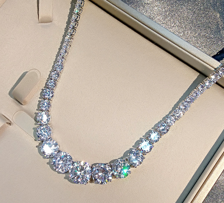 Moissanite 925 Sterling Silver Single Row Full Diamond Necklace