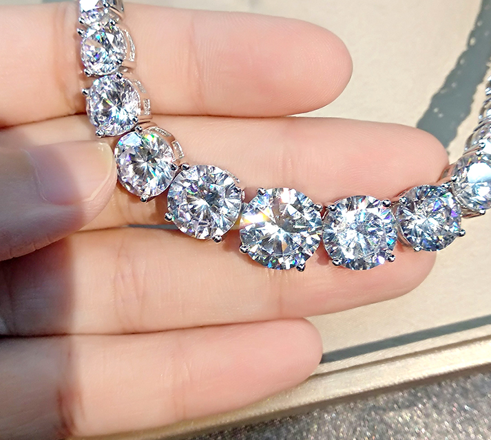 Moissanite 925 Sterling Silver Single Row Full Diamond Necklace